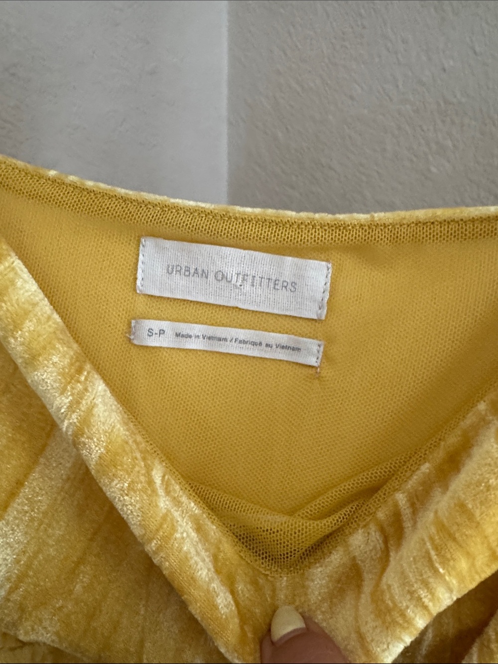Urban Outfitters Yellow Velvet Scoop Neck Dress - Picture 2 of 5